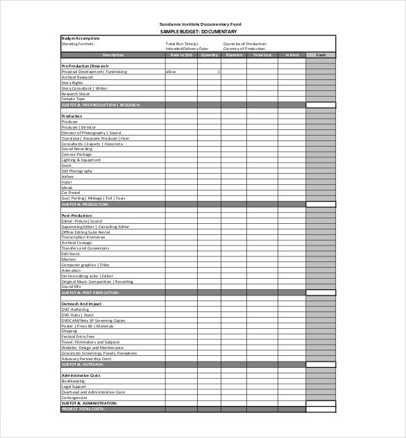 3d Animation Budget Template | E Tobacco