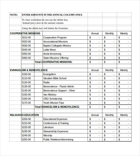 20+ Church Budget Templates   Word, PDF, Excel, Apple Pages 