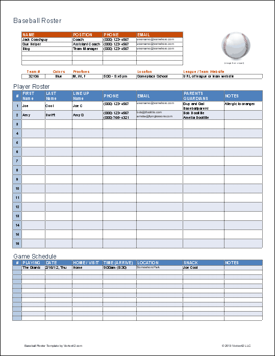 Baseball Budget Template | camisonline.net