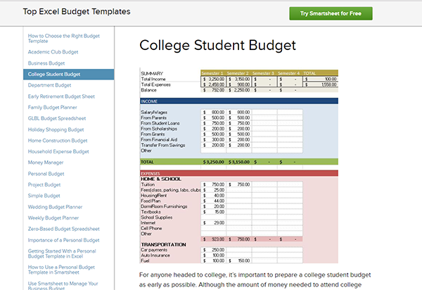 Free Budgeting Templates & Resources for College Students 
