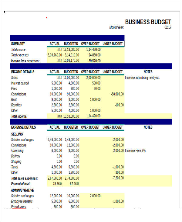 12+ Business Budget Templates in Excel, Word, PDF | Free & Premium 