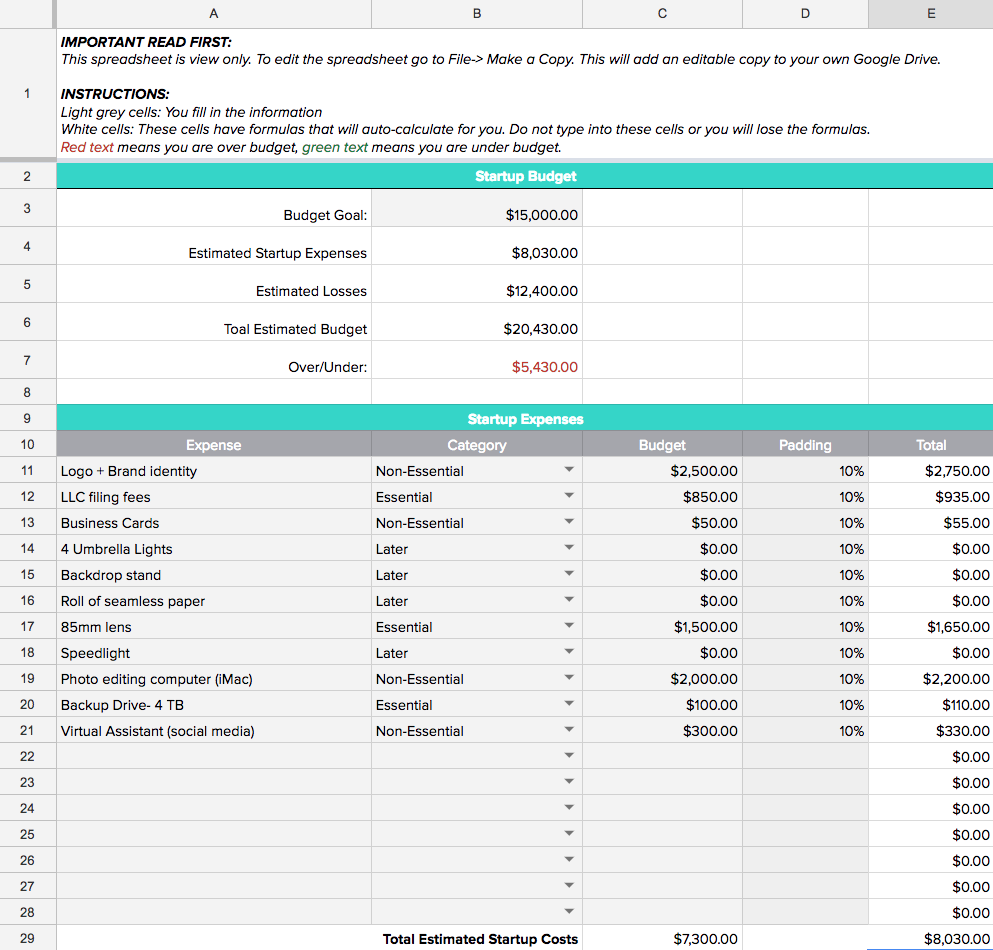 How to Create a Business Budget | Free Downloadable Google Sheets 