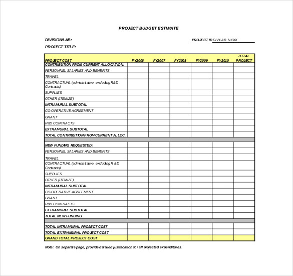 Free Project Budget Templates