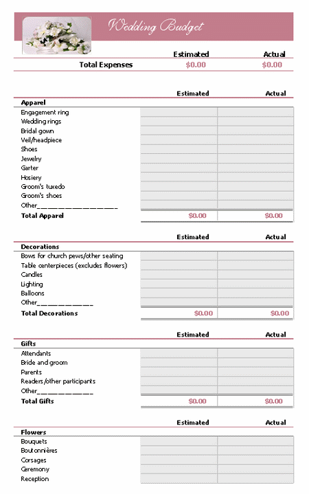 simple budget template printable | Wedding Budget Planner and 