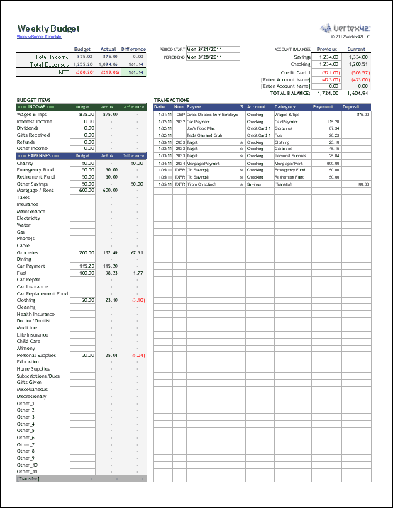 This free weekly budget template includes everything you need on a 