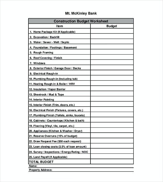 commercial construction budget template , 9 Construction Budget 