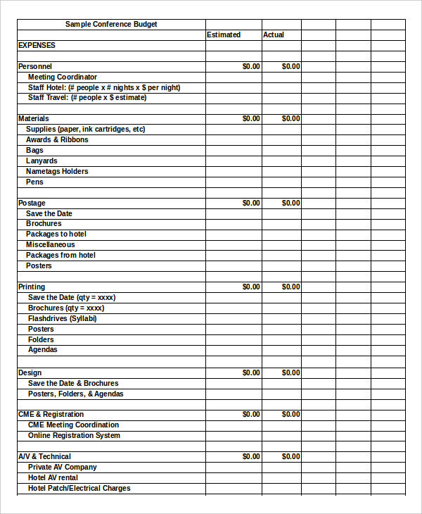 Conference Budget Template Excel Template Creator