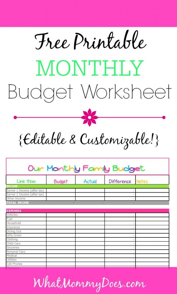 Cute Monthly Budget Printable – Free Editable Template 