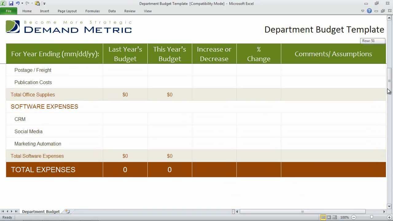 Department Budget Template   YouTube