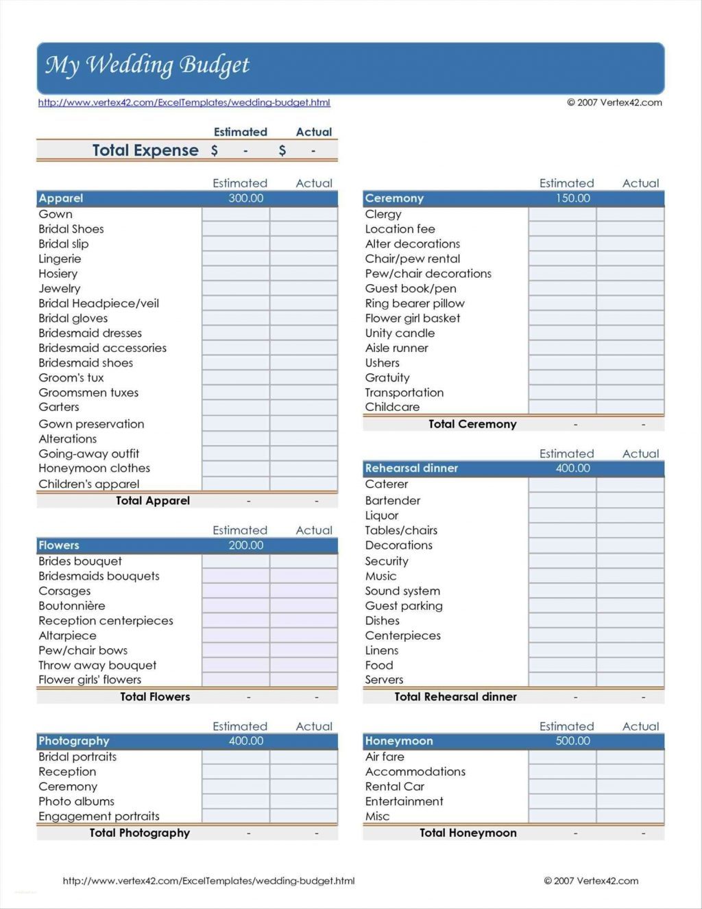 Destination Wedding Budget Template Template Creator