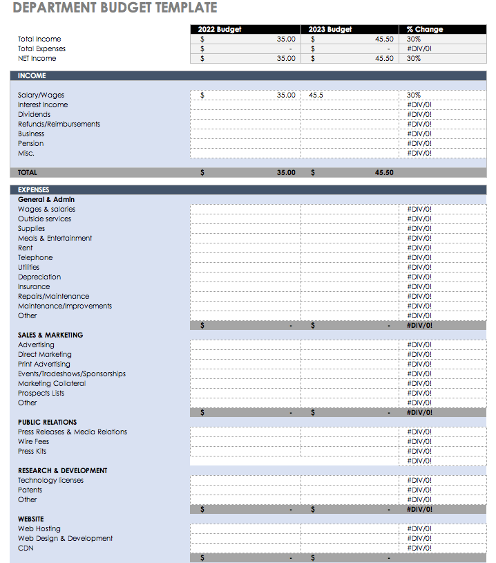 Household Budget Worksheet for Excel