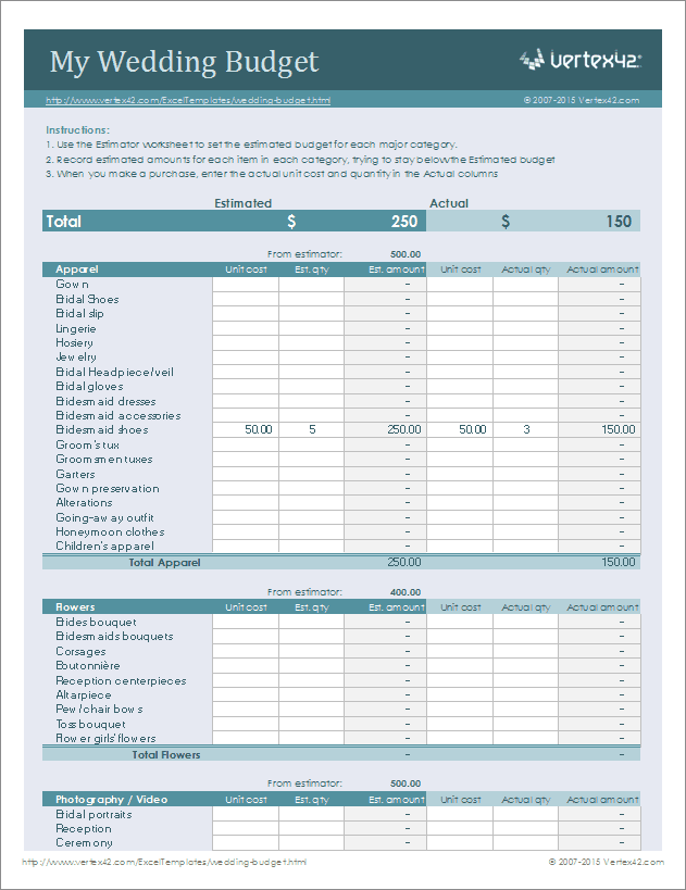 Free Wedding Budget Worksheet   Printable and Easy to Use