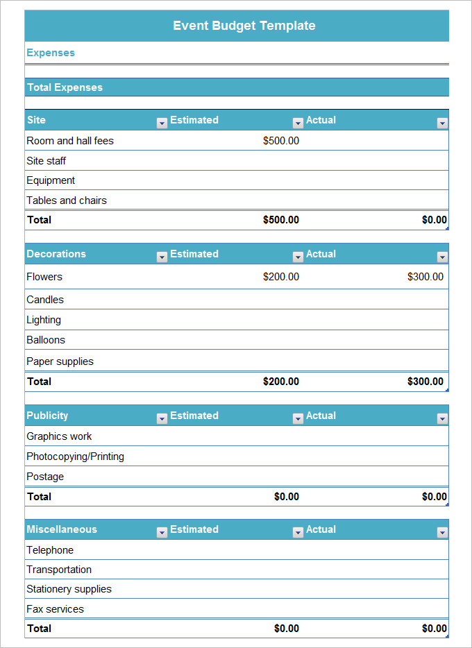 Event Budget Template   9+ Free Word, Excel, PDF Documents 
