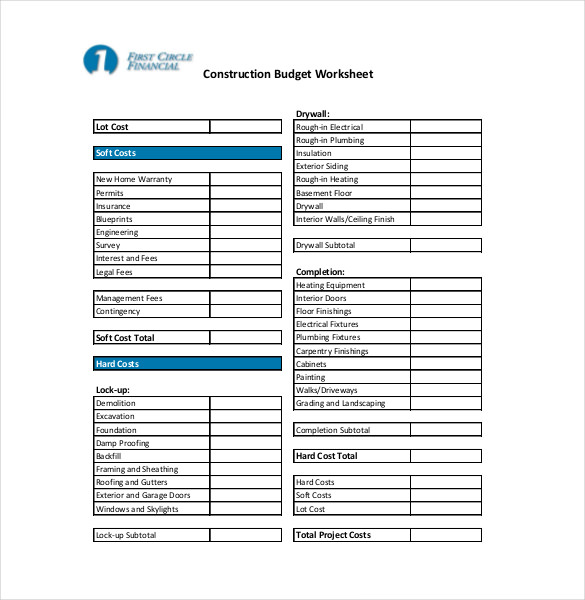 14+ Construction Budget Templates   PDF, Excel, Apple Pages 