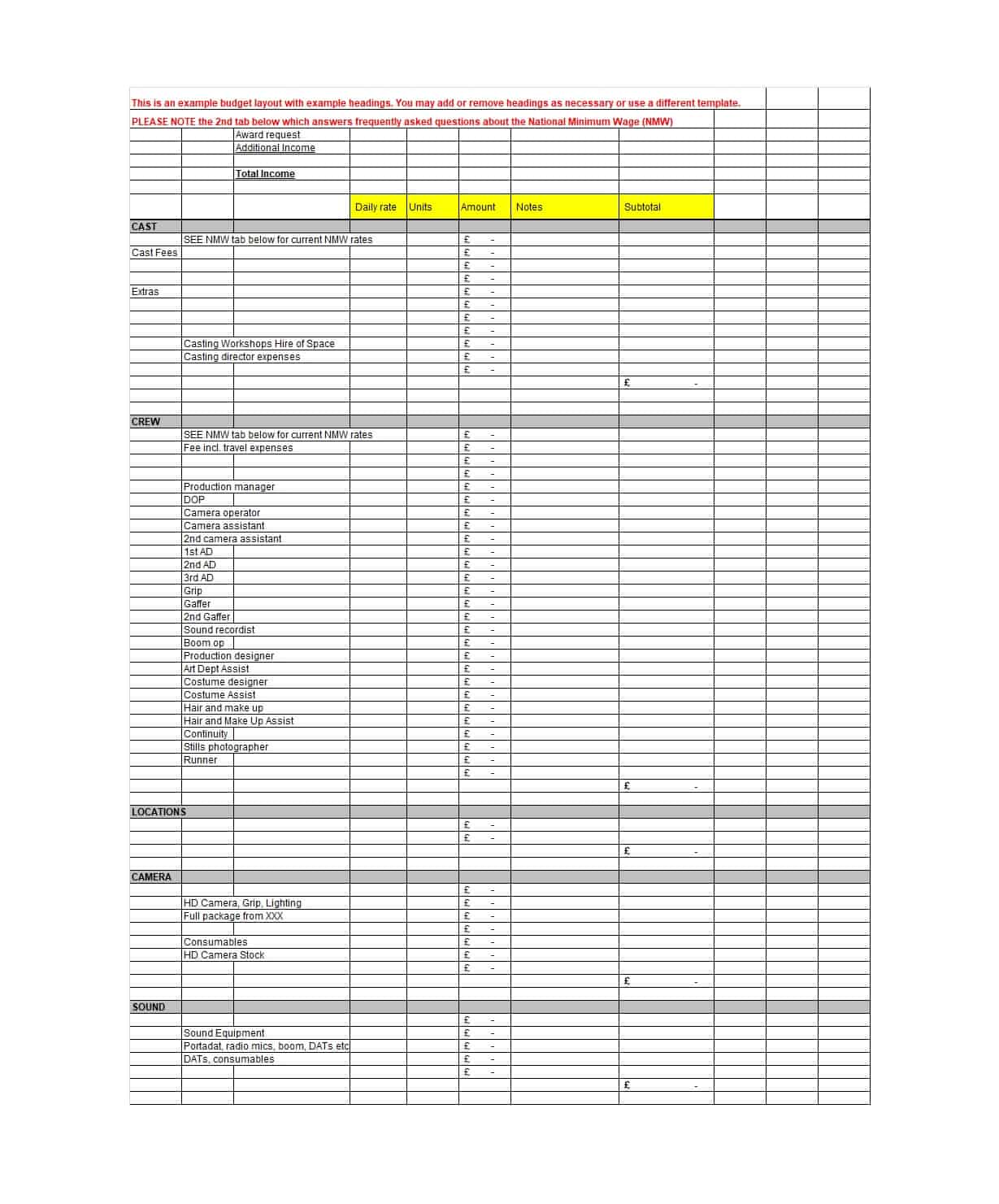 005 Film Budget Template Excel Plan Magnificent Templates Example 