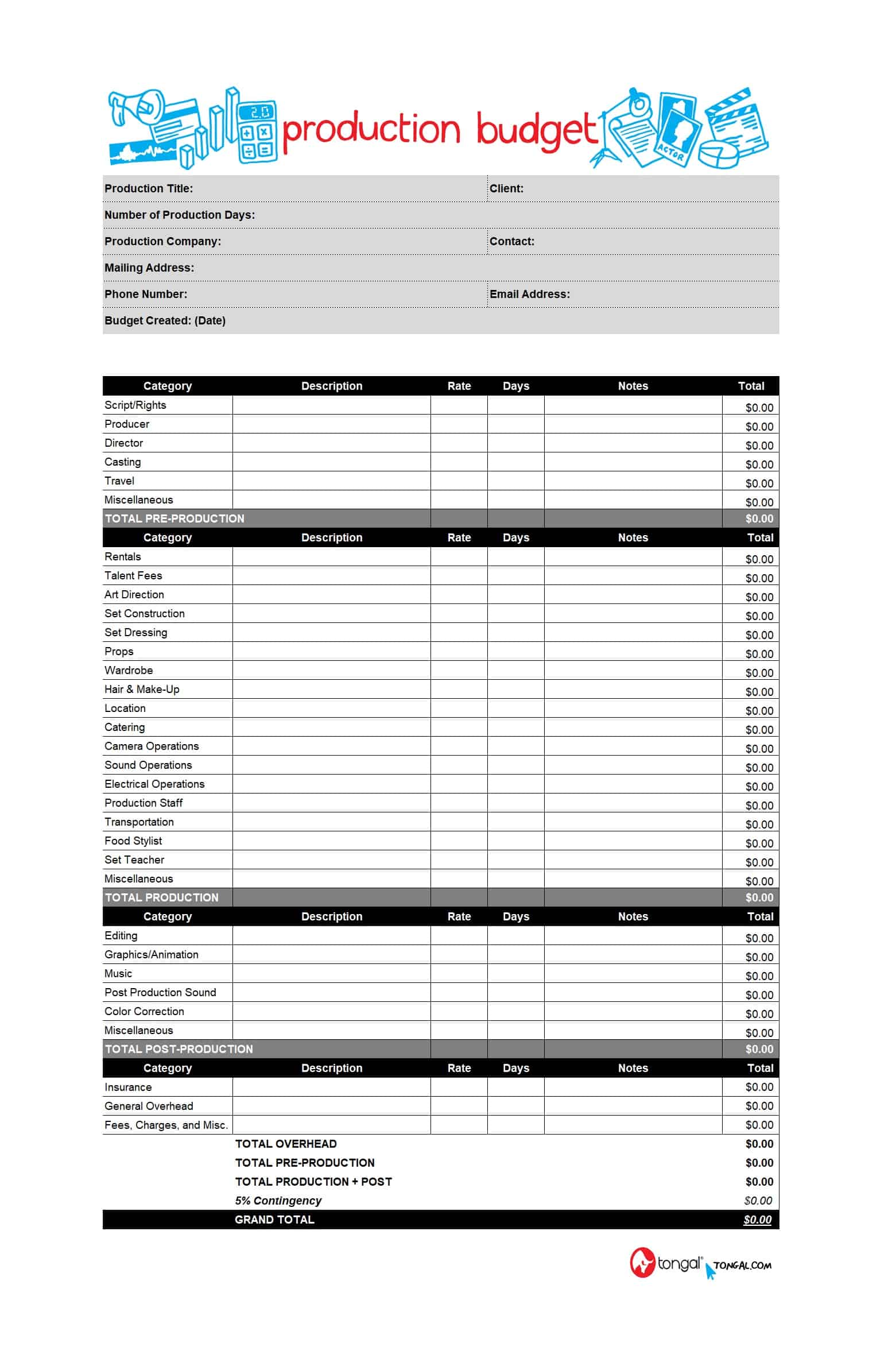 33 Free Film Budget Templates (Excel, Word) ᐅ Template Lab