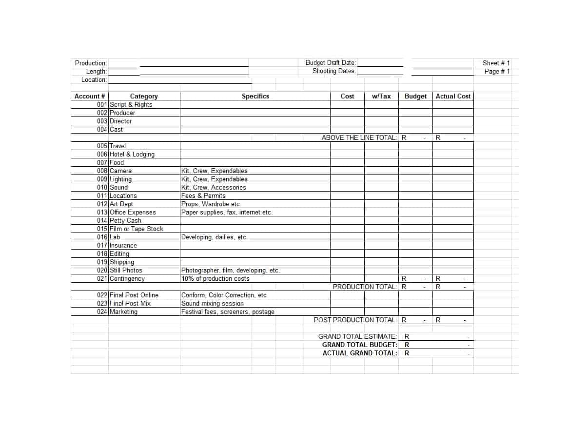 33 Free Film Budget Templates (Excel, Word) ᐅ Template Lab