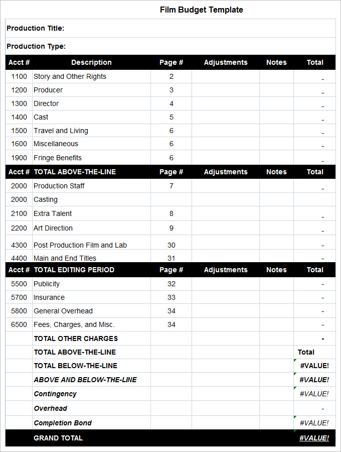 9+ Film Budget Templates   Word, Excel, PDF | Free & Premium Templates