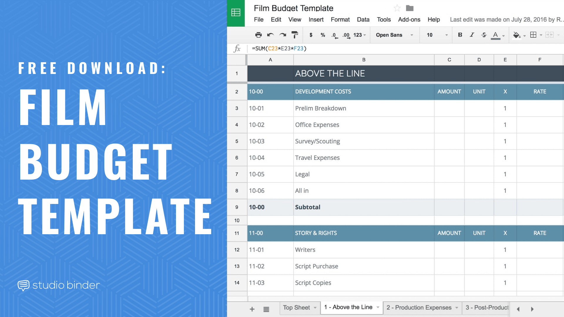 Download your FREE Film Budget Template for Film & Video Production