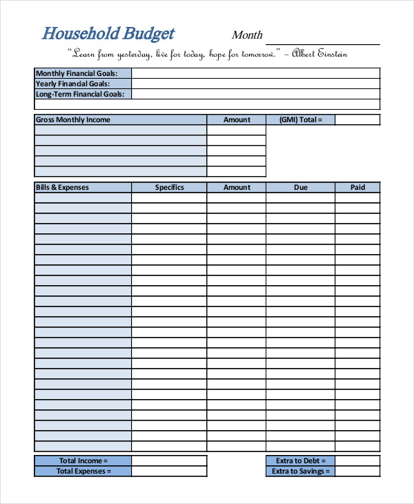 Household Budget Template 12+ Free Sample, Example, Format | Free Household Budget Template 12+ Free Sample, Example, Format | Free