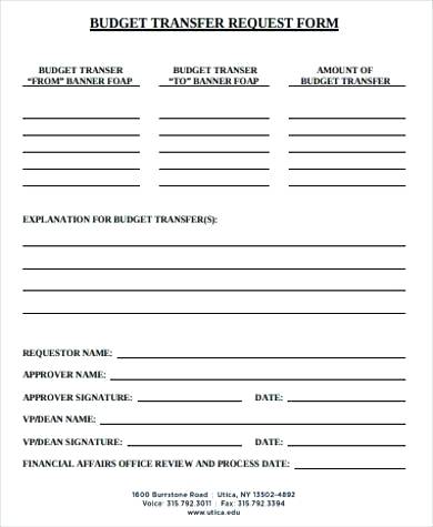 Budget Transfer Request Form Budget Request Form Template Fire 