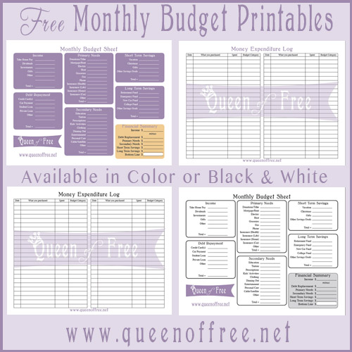 FREE Printable Budget Forms   Queen of Free