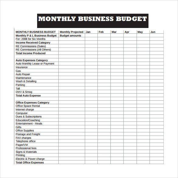 business monthly budget template   Sazak.mouldings.co