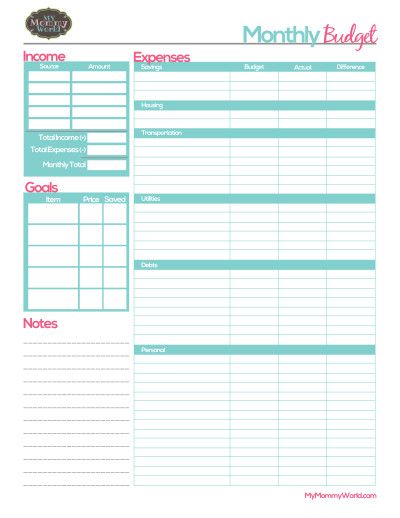 Free Printable Household Budget Form | Home Organization | Monthly 