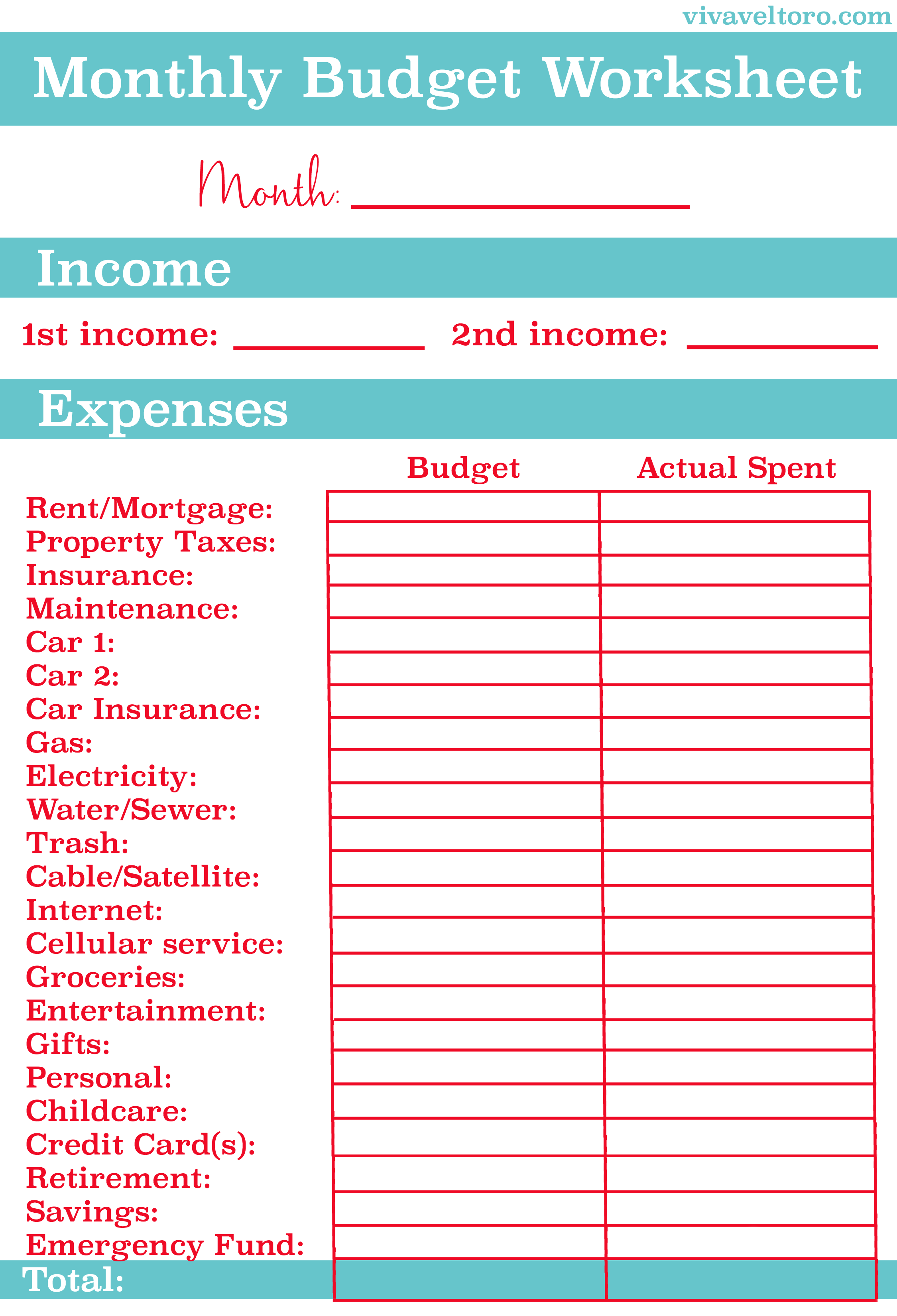 Take control of your personal finances with this free printable 