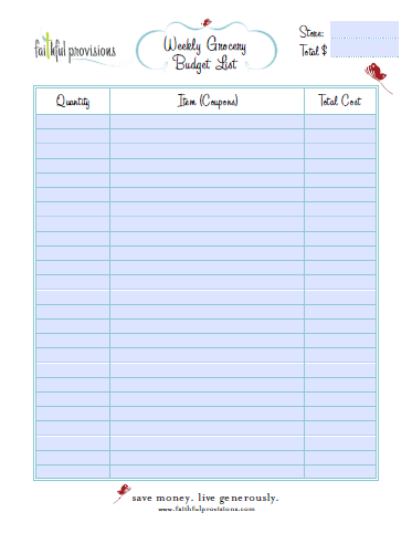 Weekly Grocery Budget List Download | Organization & Household Weekly Grocery Budget List Download | Organization & Household