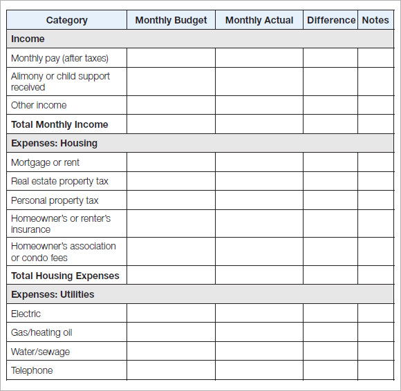 Monthly Household Budget Template , 5 House Budget Template 