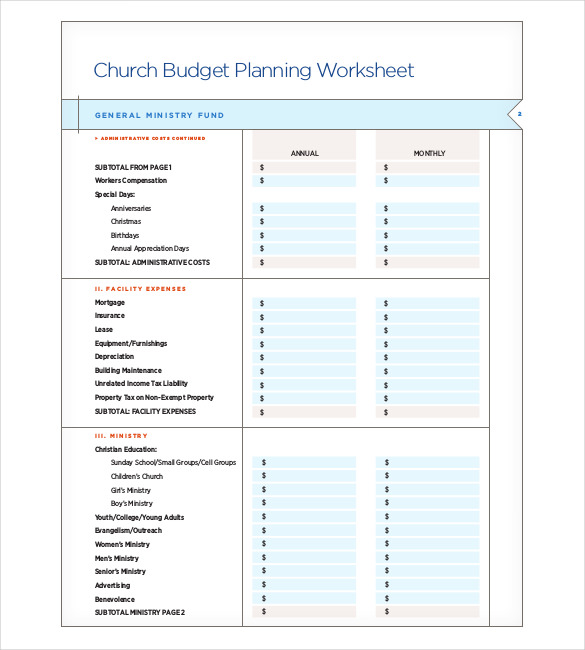 15+ Church Budget Templates   Docs, Excel, PDF | Free & Premium 