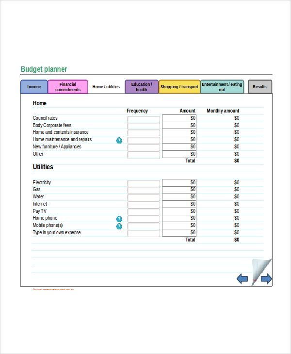 Monthly Budget Planner Template , Excel Monthly Budget Template 