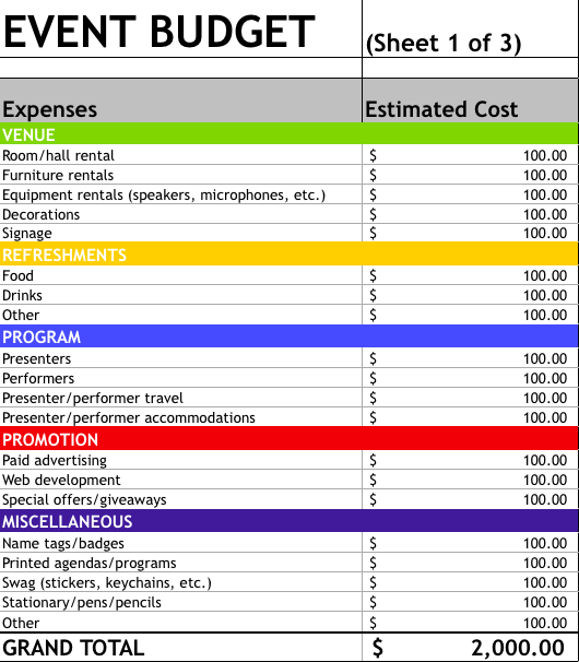 Music Festival Budget Template Template Creator