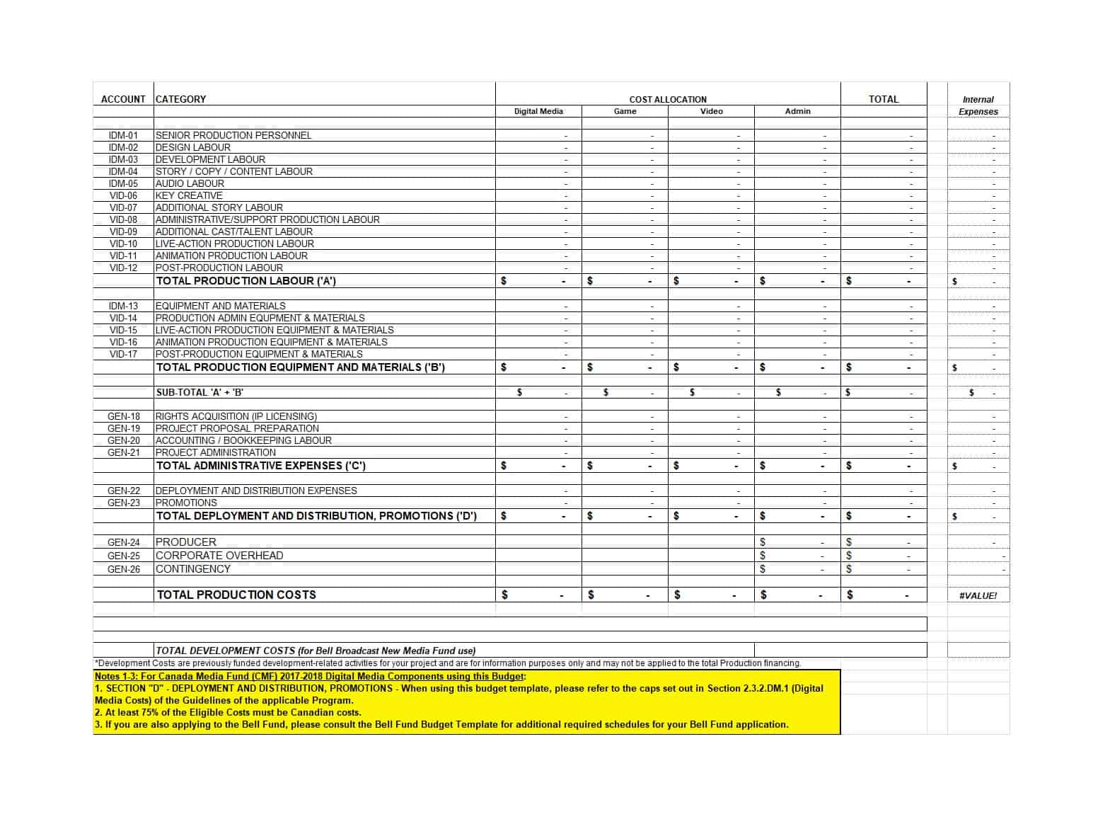 008 Film Budget Template Video Plan Awesome Templates Music 