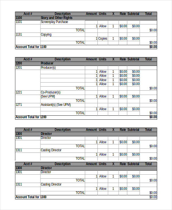 video budget template music video budget template 8 film budget 