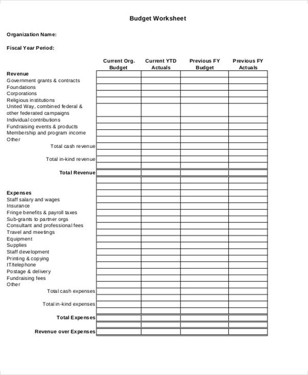 Nonprofit Budget Template   Spreadsheet for Excel & PDF Format