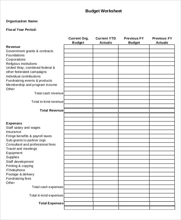 8+ Non Profit Budget Templates   Word, PDF, Excel, Apple Pages 