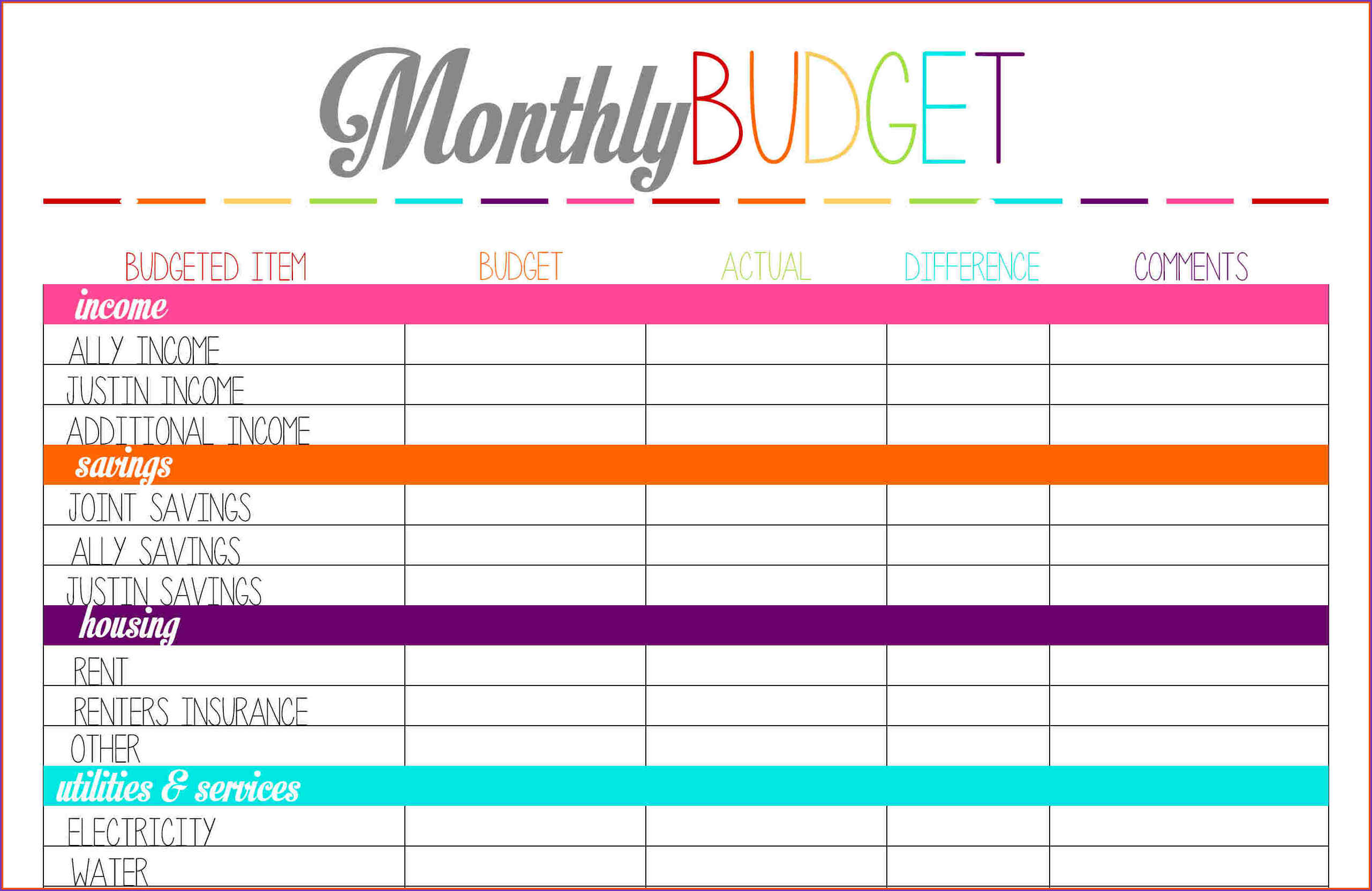 Free Online Budget Spreadsheet | Golagoon