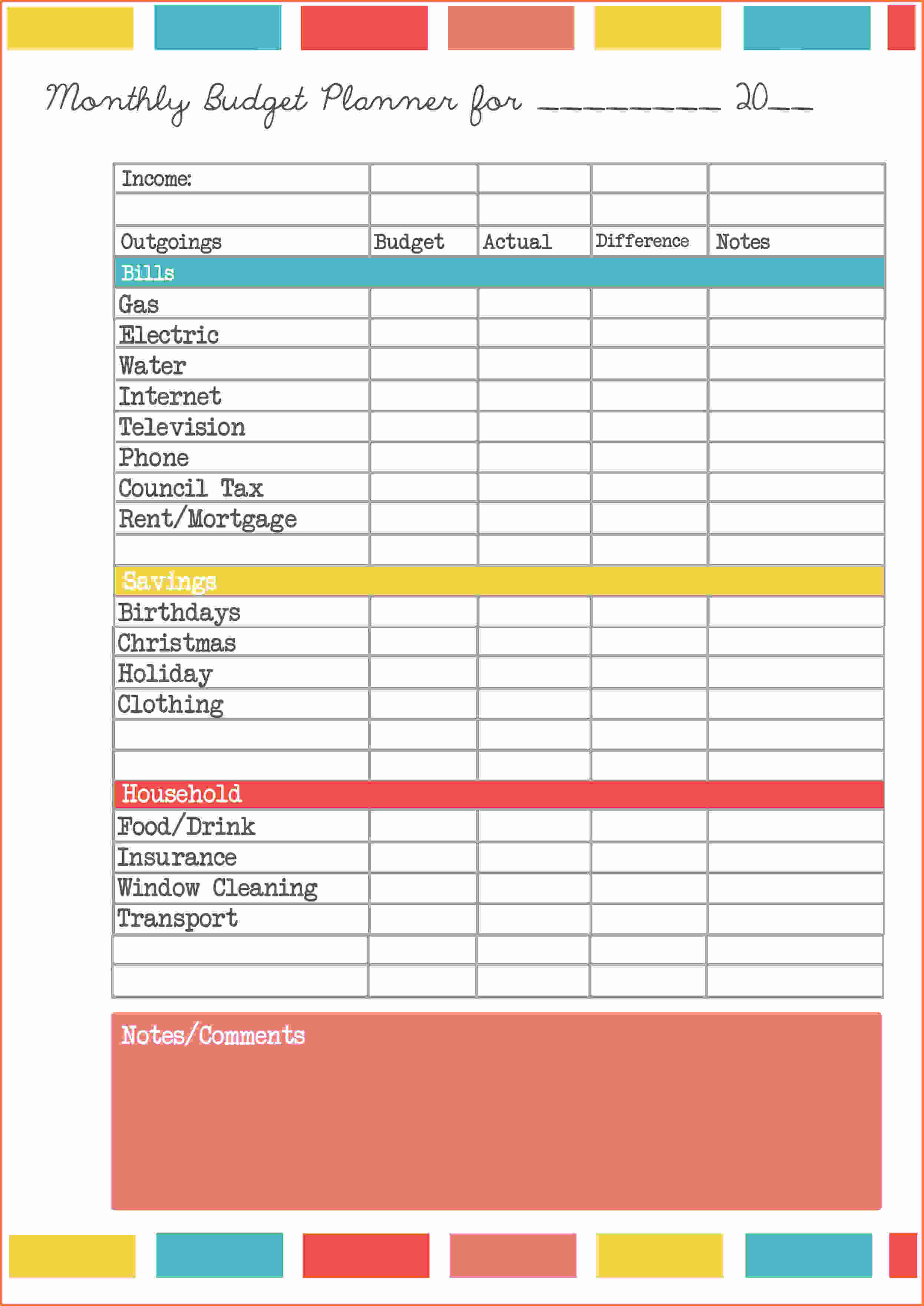 018 Free Budgets Templates Plan 20free Budget20sheet Template 