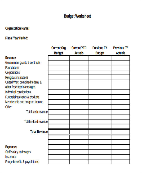 Nonprofit Budget Template   Spreadsheet for Excel & PDF Format
