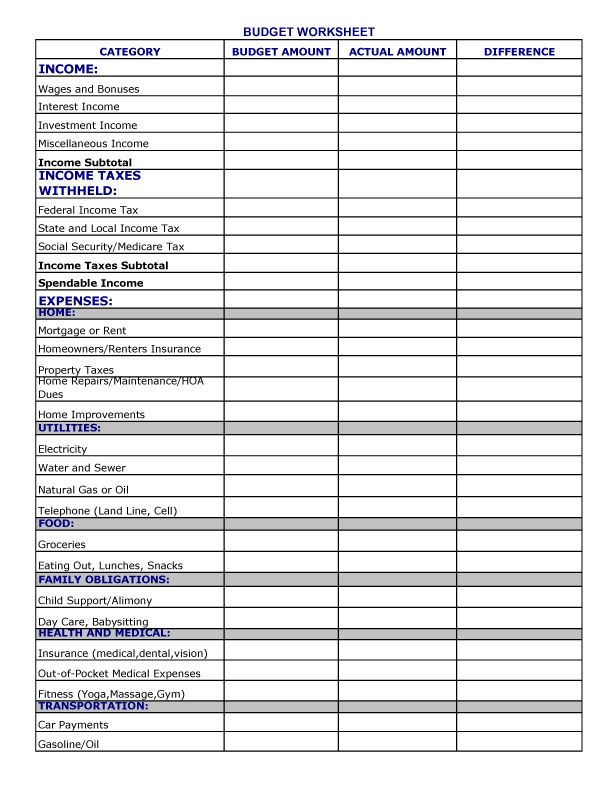 Personal Budget Template   Business Accounting Basics