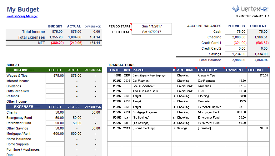 Weekly Budget Planner and Money Manager