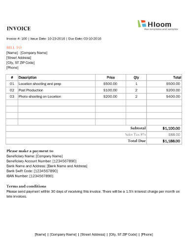 8 Photography Invoice Templates | Hloom
