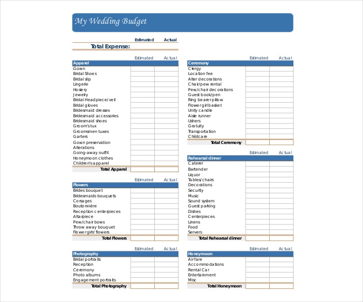 15+ Wedding Budget Templates   Free PDF, Docs, XLS Format Download 