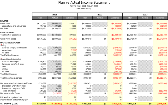 Excel Budget Forecast vs Actual