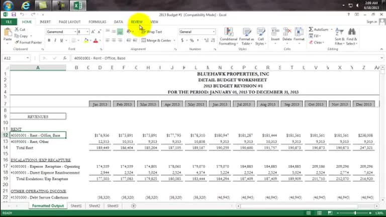 Example of Property Management Budget