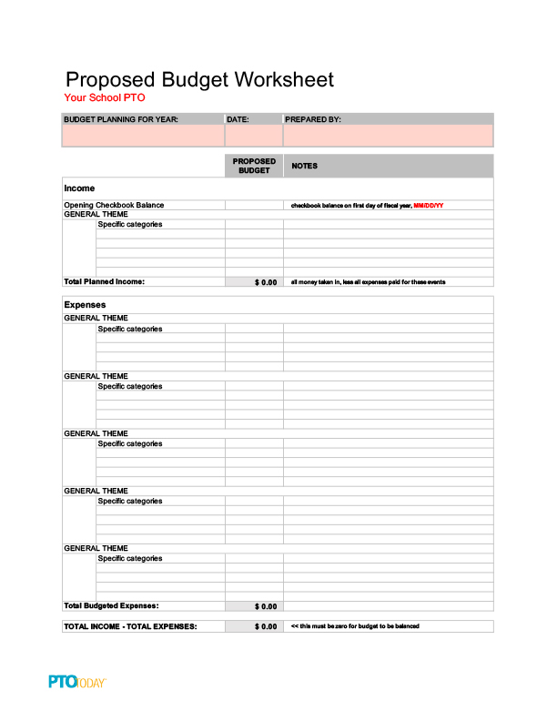 Pto Budget Template