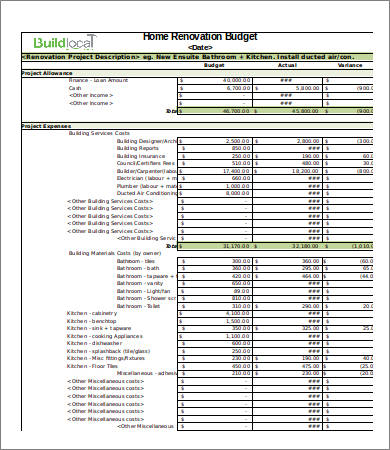 12+ Sample Renovation Budget Templates   PDF, Docs | Free 