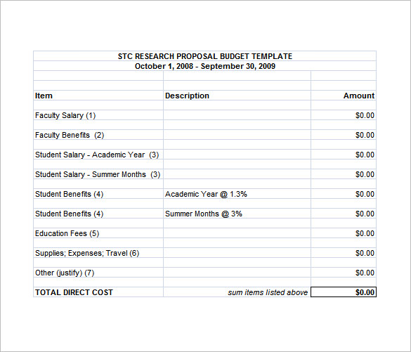 research project budget template us nsf sbe bcs bernard sample 